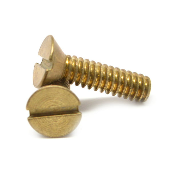 Pack of 100 #14 Threads Slotted Drive 2 Length Plain Finish Flat Head Brass Wood Screw 